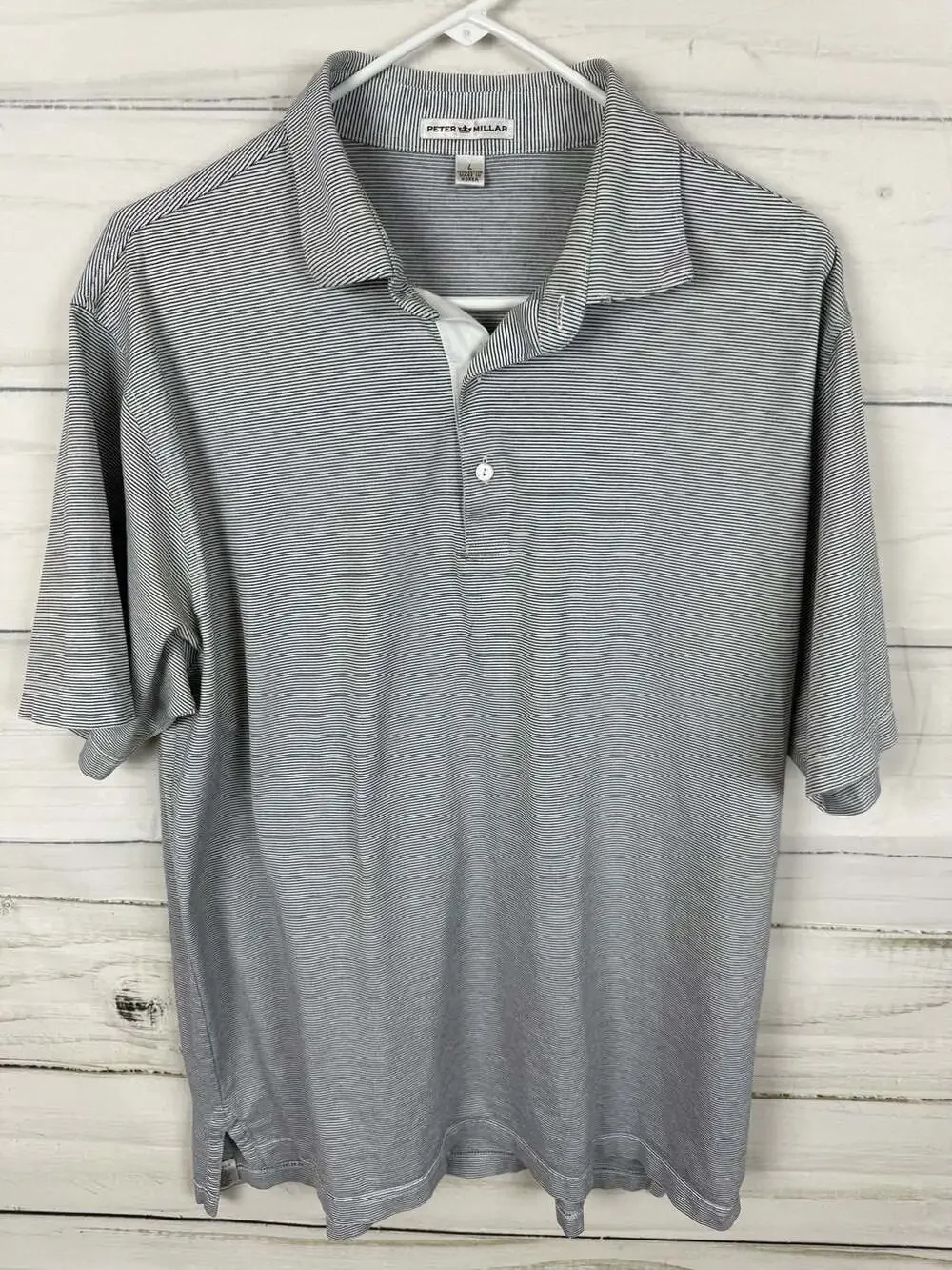 Peter Millar Men's Large 100% Cotton Micro Stripe Golf Polo Shirt